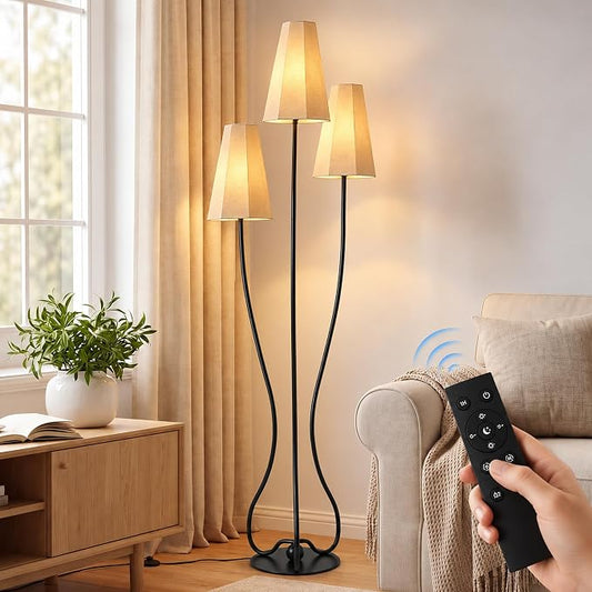 Artistic Vintage Floor Lamp — Remote Dimmable, 3 LED Bulbs Included