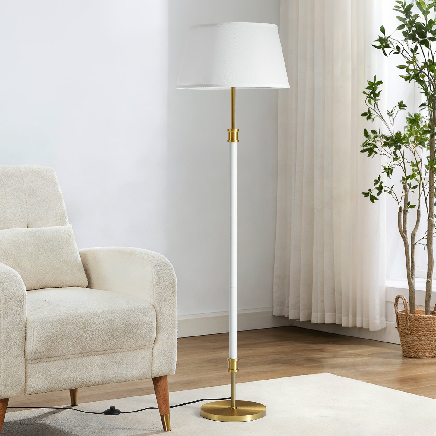 Modern Mid Century Floor Lamp White