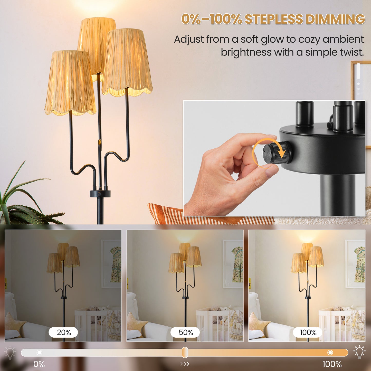 Raffia Floor Lamp (Dimmable Version)