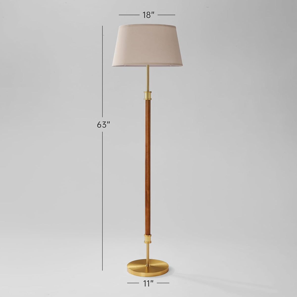 Mid Century Floor Lamp — Dark Walnut & Gold — detail 6