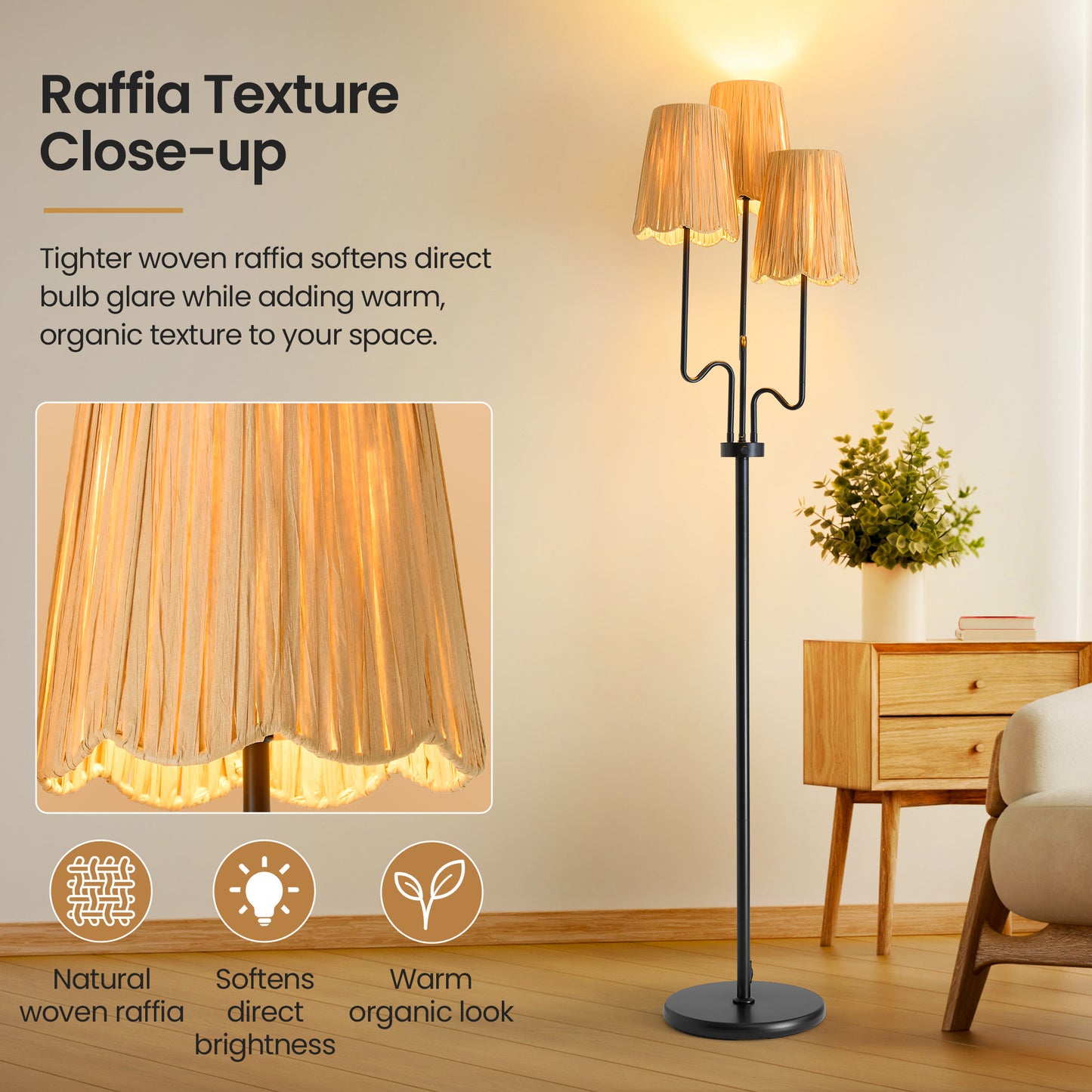 Raffia Floor Lamp (Dimmable Version)