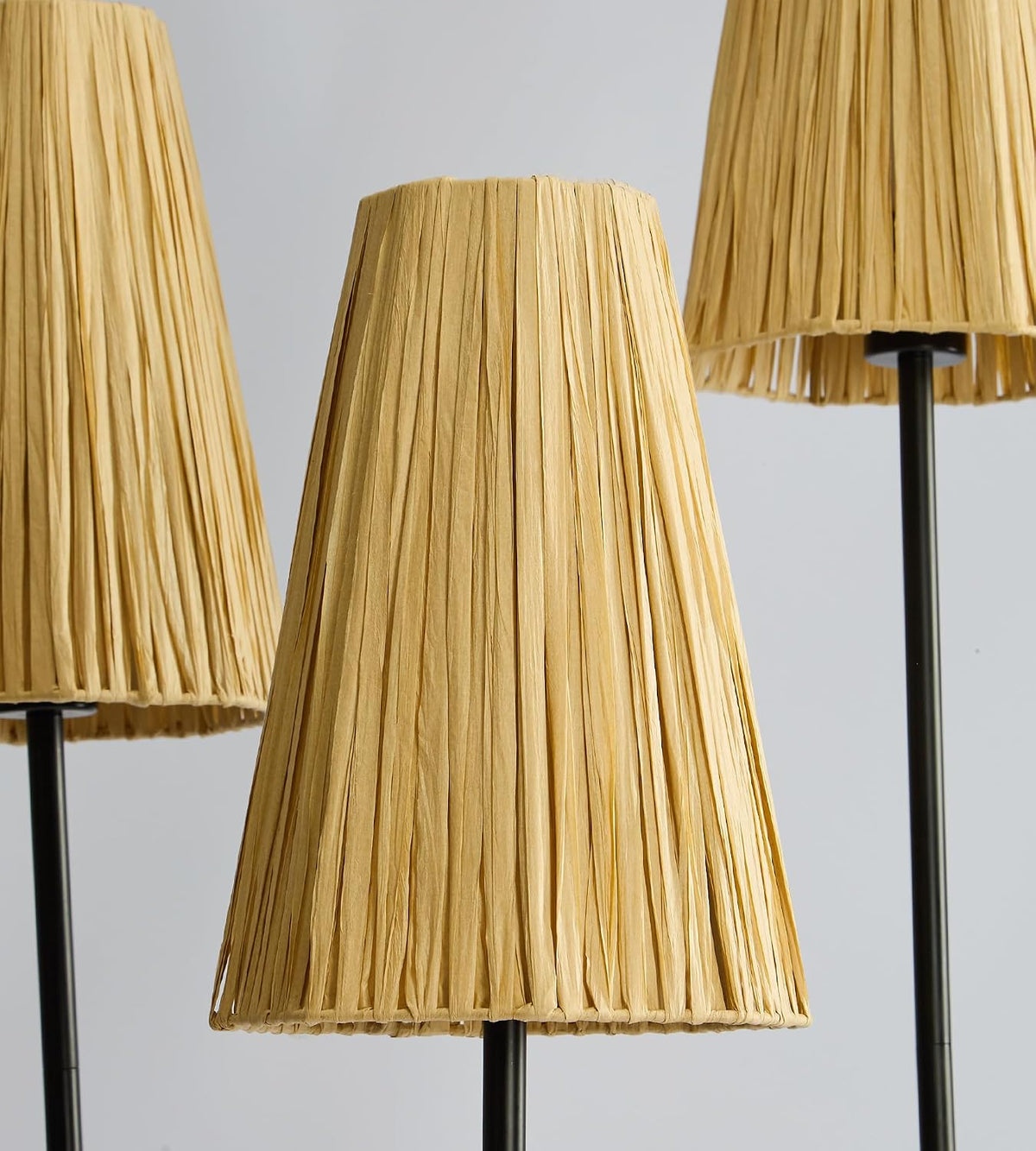 Sculptural Vintage Raffia Floor Lamp — 3 LED Bulbs Included — detail 3